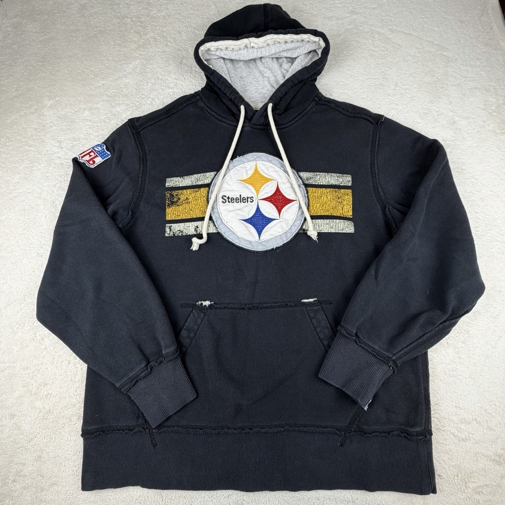 Vintage REEBOK NFL‎ Pittsburgh Steelers Hoodie Y2K Sweatshirt Men's Large